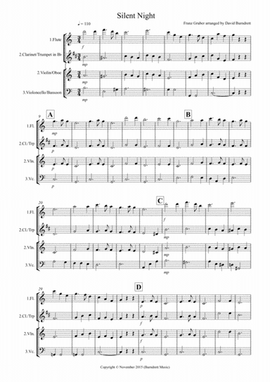 Silent Night for Mixed Trio (arr. David Burndrett)