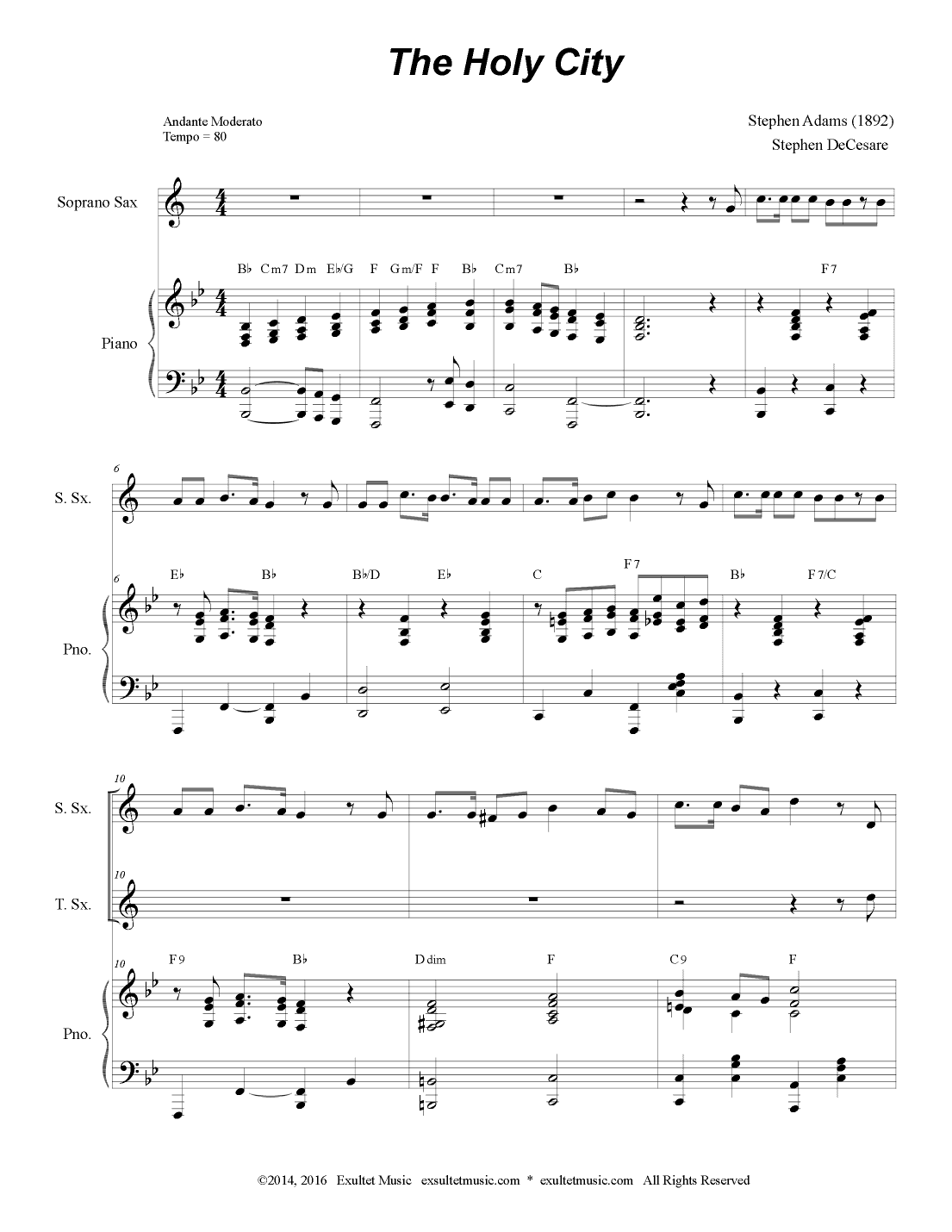 The Holy City (Duet for Soprano and Tenor Saxophone) (arr. Stephen DeCesare)