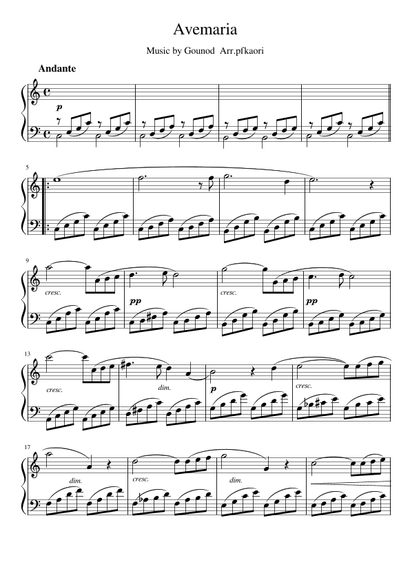"Ave Maria" (Cdur) (arr. pfkaori)
