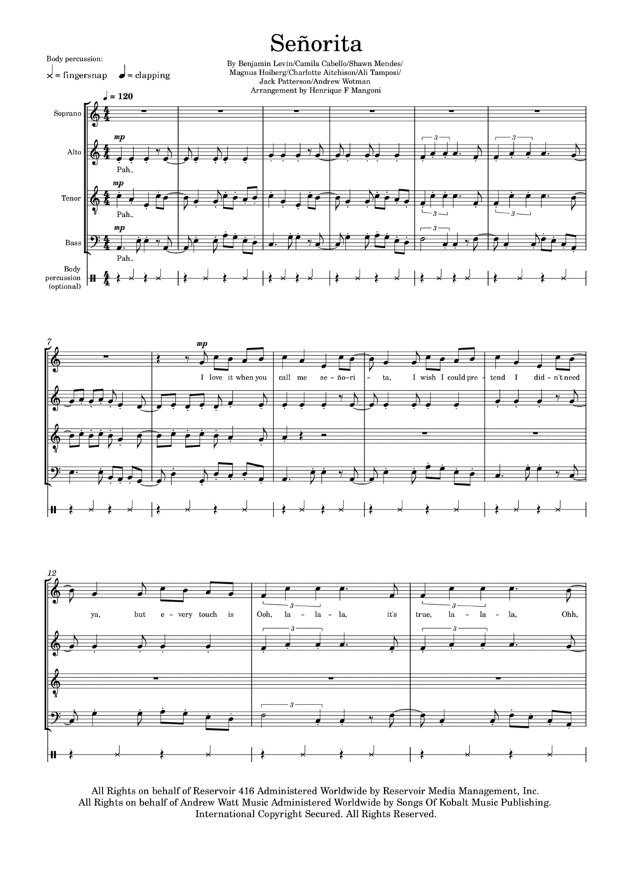 Senorita (arr. Henrique F Mangoni)
