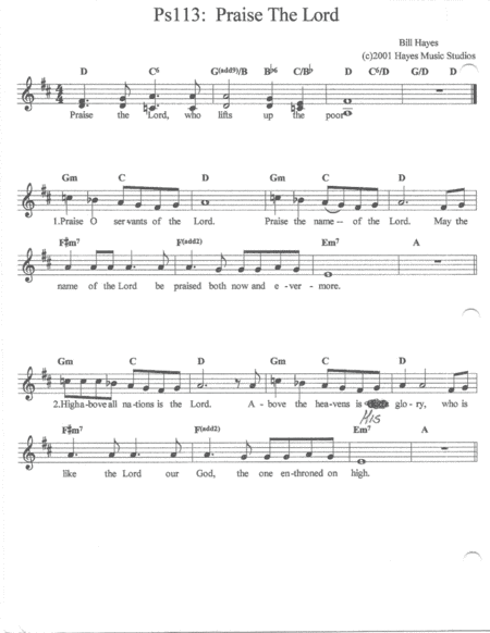 Praise The Lord - Psalm 113 (song)