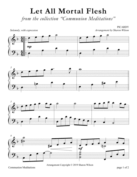 Let All Mortal Flesh Keep Silence (LARGE PRINT Piano Solo) (arr. Sharon Wilson)