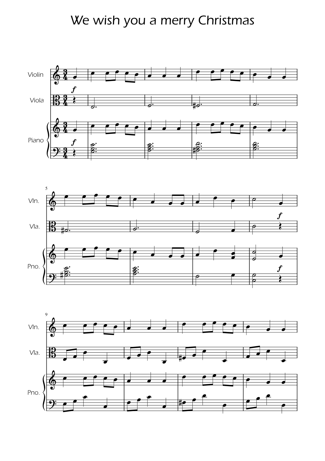 We Wish You a Merry Christmas - String Duet w/ Piano (arr. Ygor Nunes)