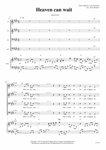 Heaven Can Wait (arr. Jetse Bremer)