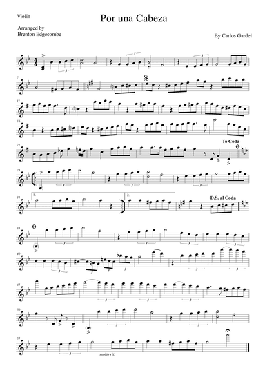 Por una Cabeza (arr. Brenton Edgecombe)
