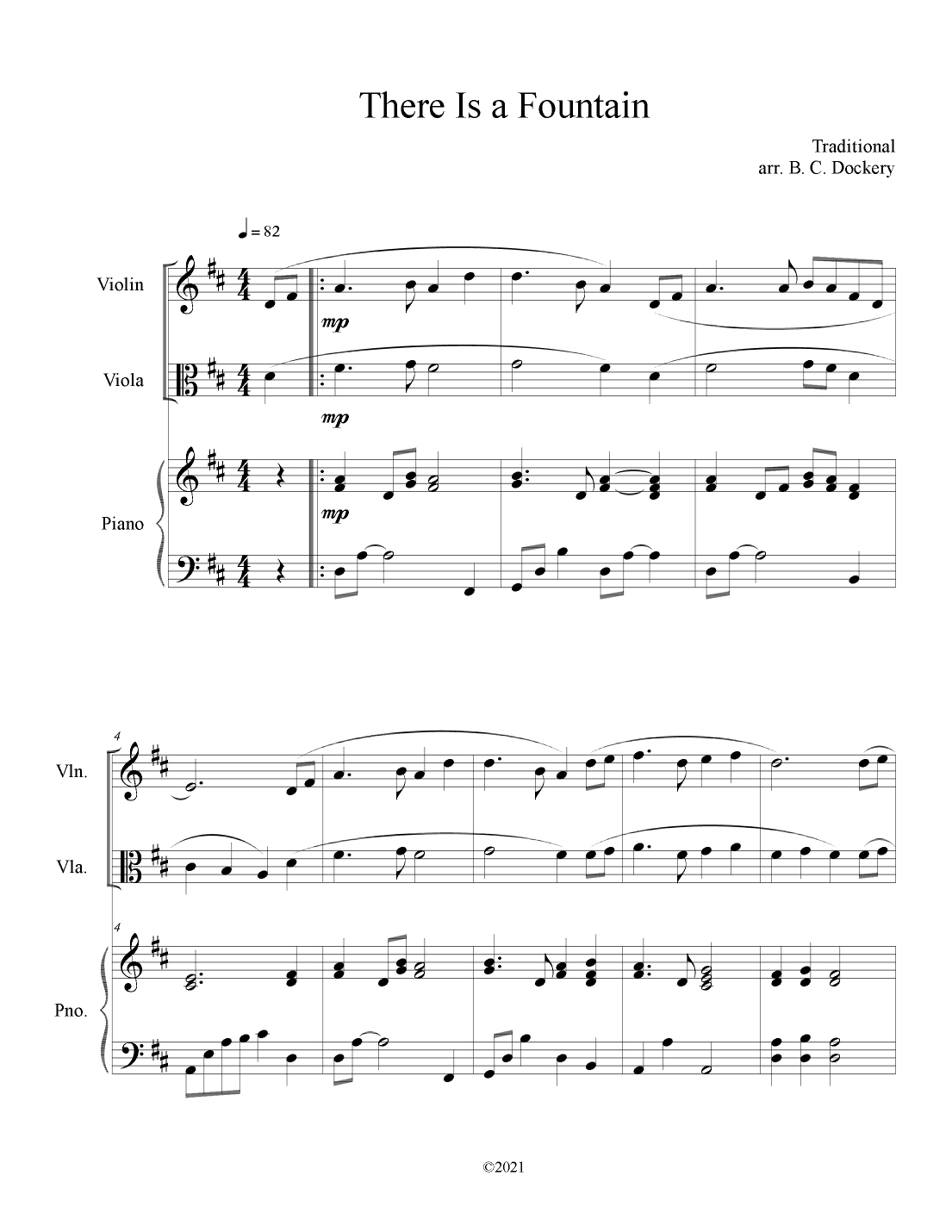 There is a Fountain (Violin and Viola Duet with Piano Accompaniment) (arr. B. C. Dockery)
