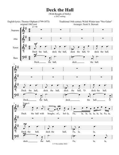 Deck the Hall (secular Christmas air) (arr. Scott S. Stewart)