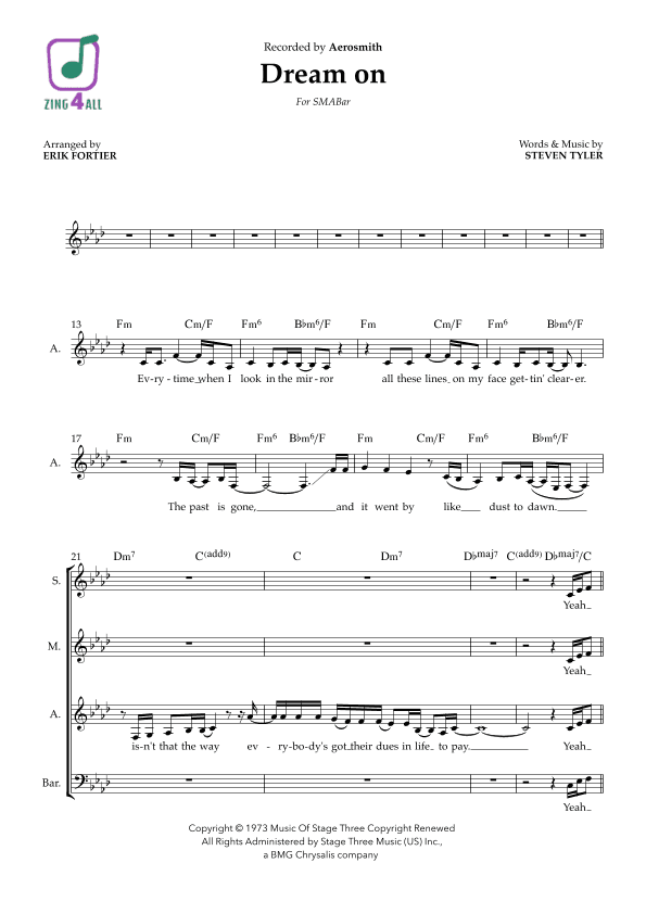 Dream On (arr. Erik Fortier)