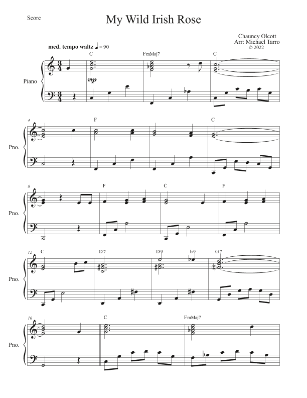 My Wild Irish Rose (arr. MICHAEL TARRO)