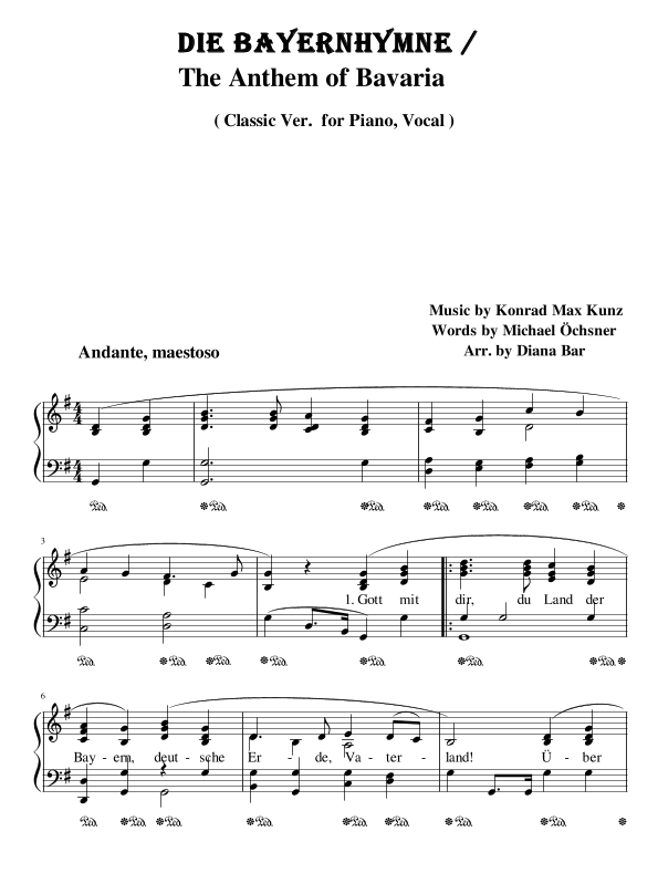 Die Bayernhymne/ The Anthem of Bavaria (Classical Ver.) (arr. Diana Bar)