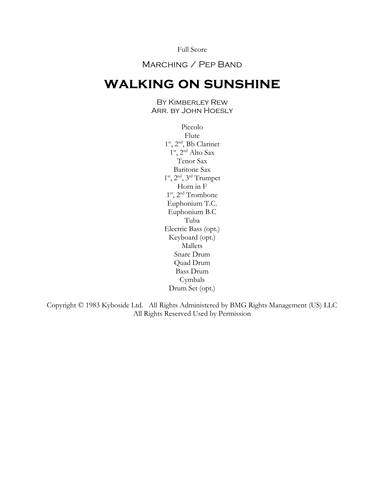 Walking On Sunshine (arr. John Hoesly)