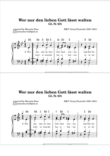 Wer nur den lieben Gott lässt walten (Gotteslob 424) - Vor- und Zwischenspiel