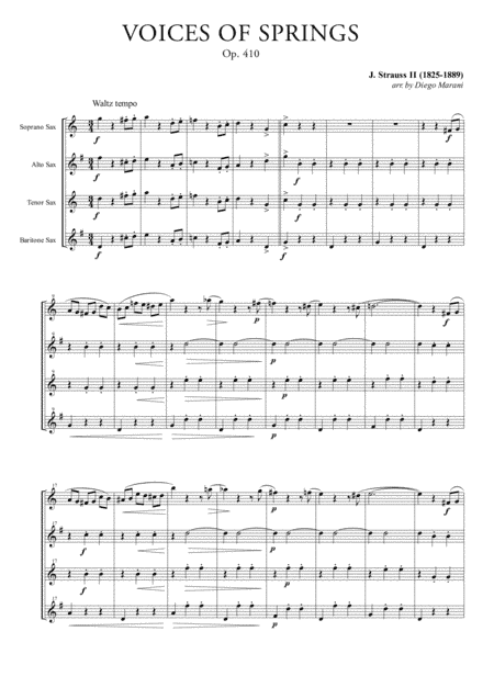 Voices Of Spring for Saxophone Quartet (arr. Diego Marani)