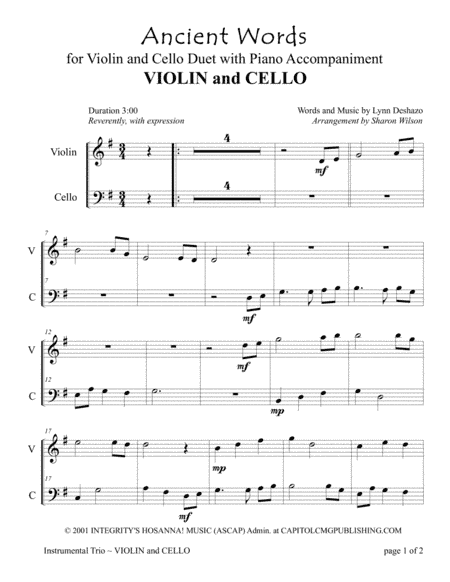 Ancient Words (arr. Sharon Wilson)