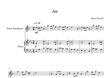 Air - Henry Purcell (Tenor Sax + Piano) (arr. Digital Book Music)