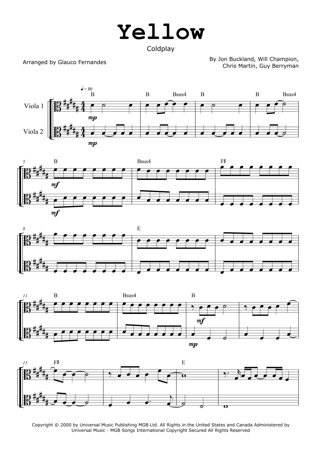 Yellow (arr. Glauco Fernandes)