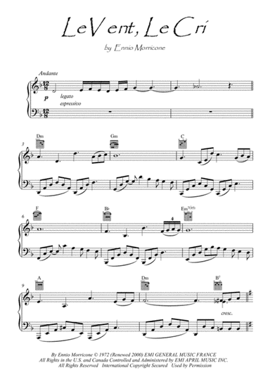 Le Vent, Le Cri (arr. PianoSheetNow)