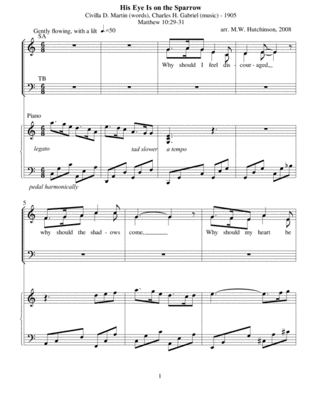 His Eye is on the Sparrow - score (arr. Michael W. Hutchinson)
