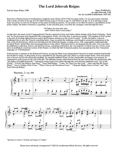 The Lord Jehovah Reigns (arr. Lyndell Leatherman)