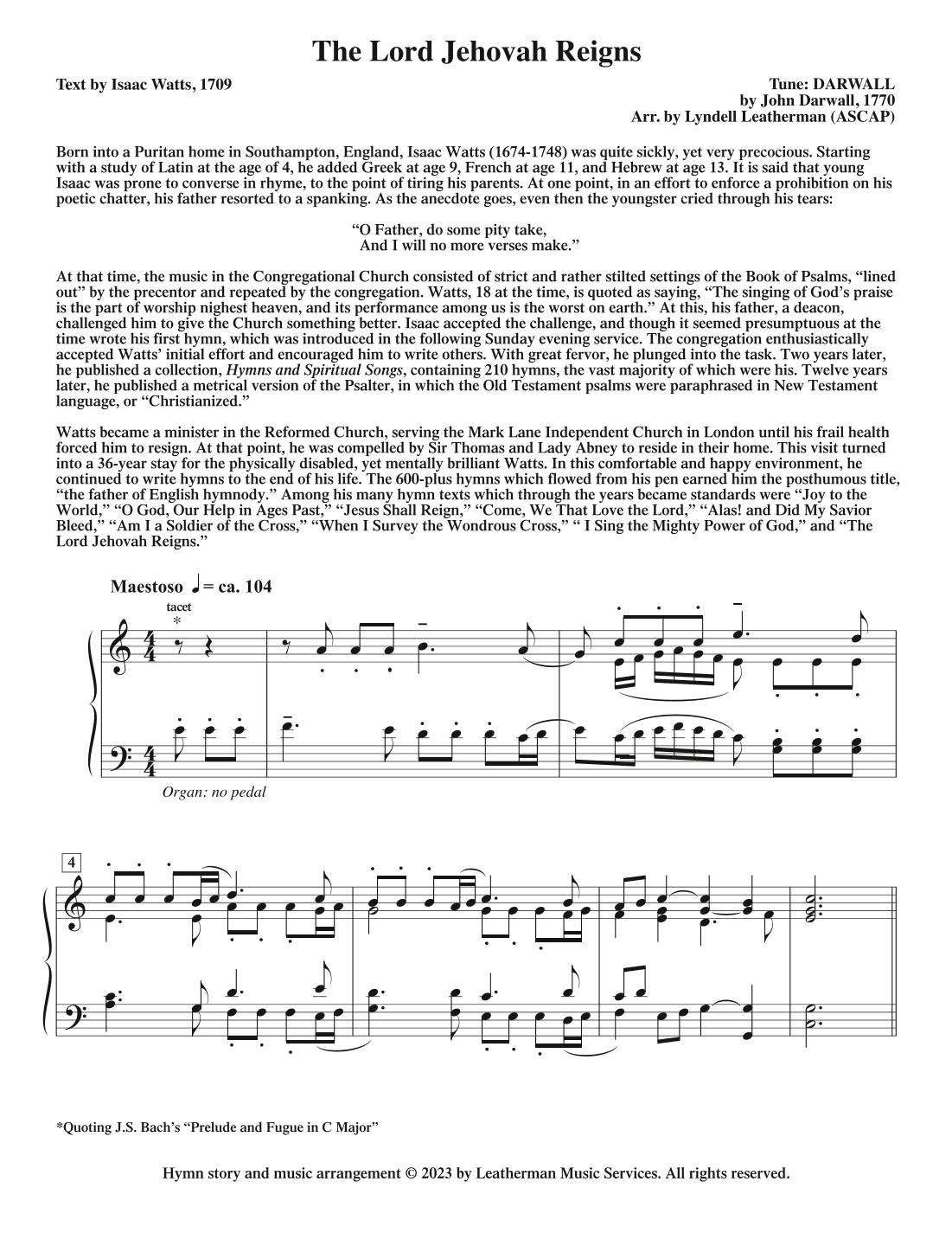 The Lord Jehovah Reigns (arr. Lyndell Leatherman)