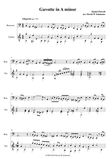 Gavotte in A minor for bassoon and guitar (arr. David Warin Solomons)