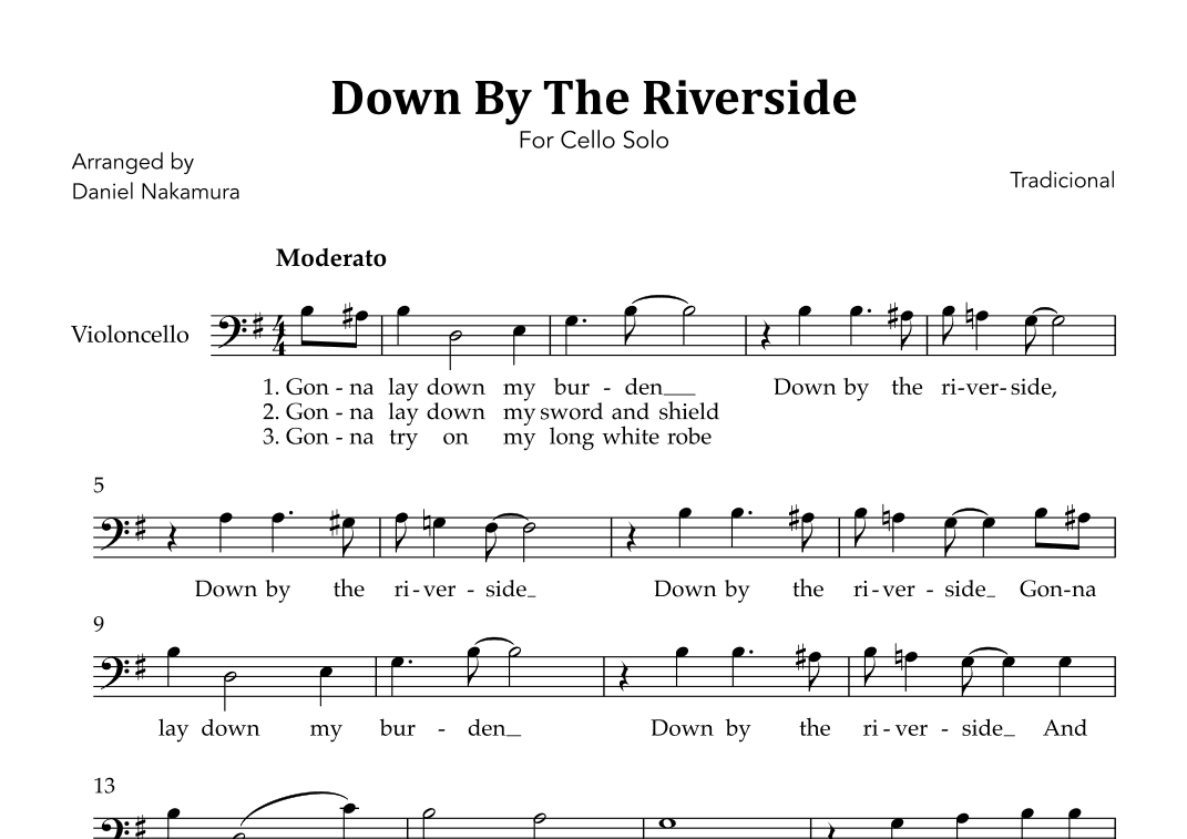 Down By The Riverside (For Cello Solo) (arr. Daniel Nakamura)
