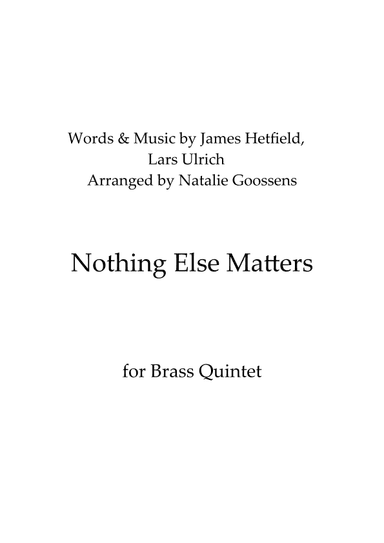 Nothing Else Matters (arr. Natalie Goossens)
