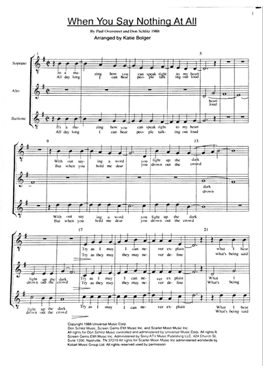 When You Say Nothing At All (arr. Katie Bolger)