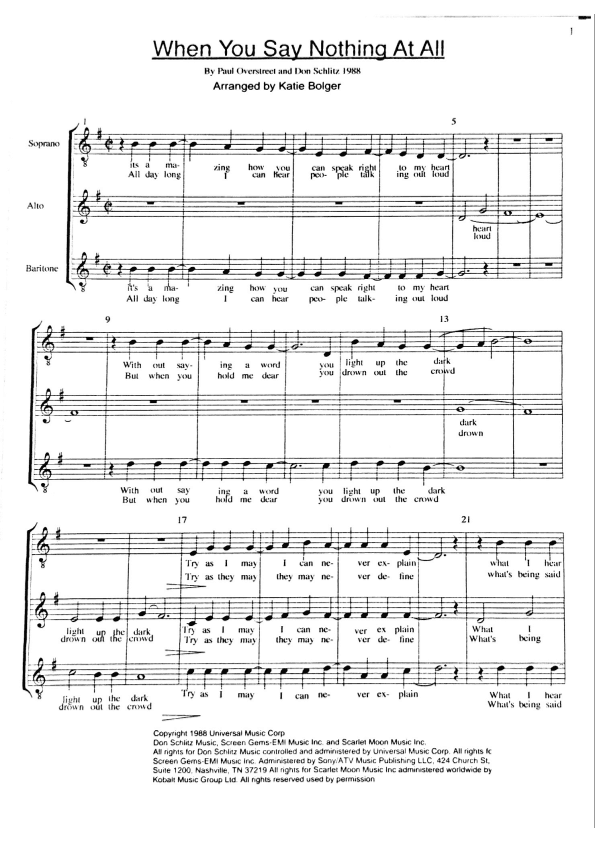 When You Say Nothing At All (arr. Katie Bolger)