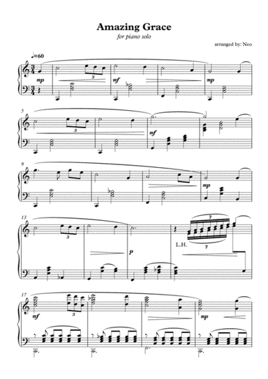 Amazing Grace ( for Piano Solo ) ( Intermediate level ) (arr. Neo)