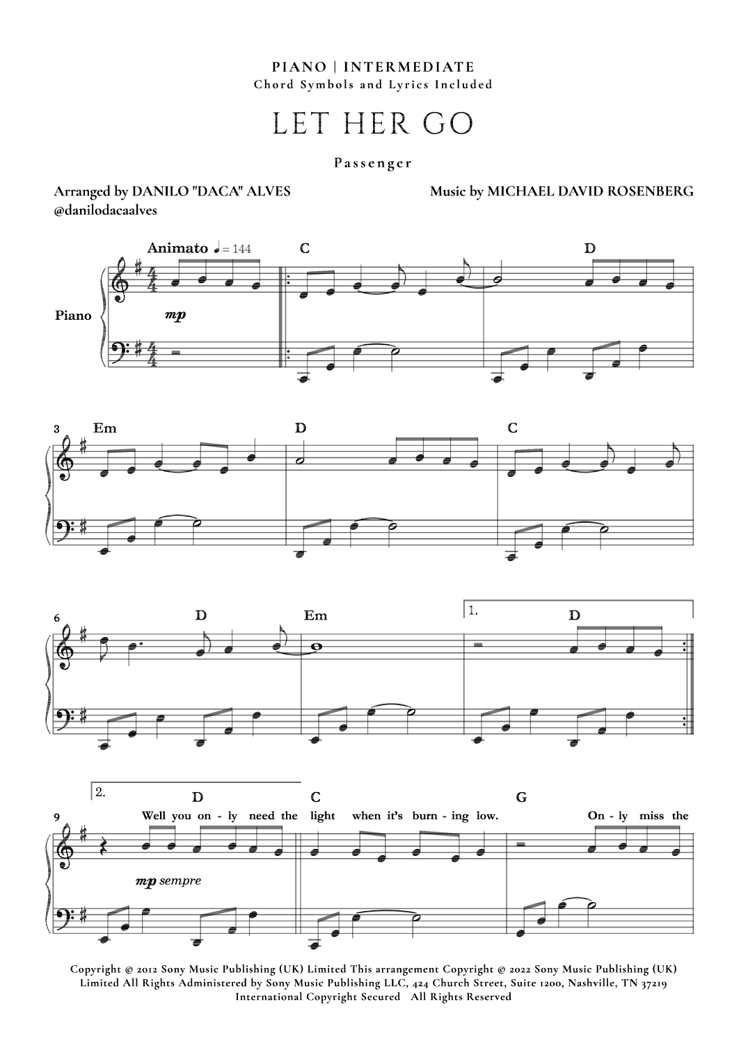 Let Her Go (arr. Danilo "Daca" Alves)