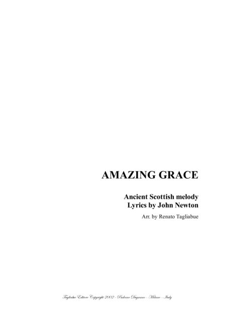 AMAZING GRACE -  Arr. for Solo and Choir (arr. R. Tagliabue)