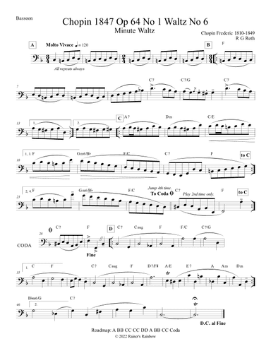 Chopin Minute Waltz Bassoon (arr. R G Roth)