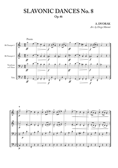 Slavonic Dances No. 8 Op. 46 for Brass Quartet (arr. Diego Marani)