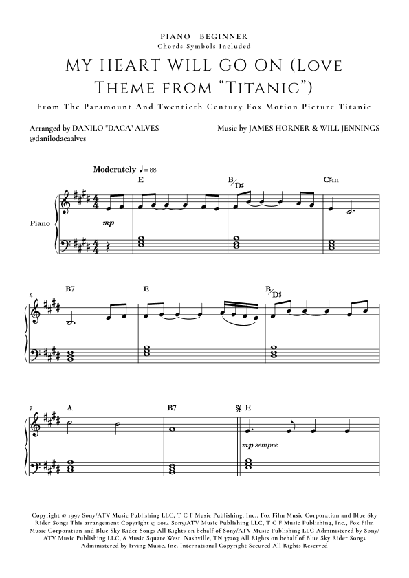 My Heart Will Go On (love Theme From 'titanic') (arr. Danilo "Daca" Alves)