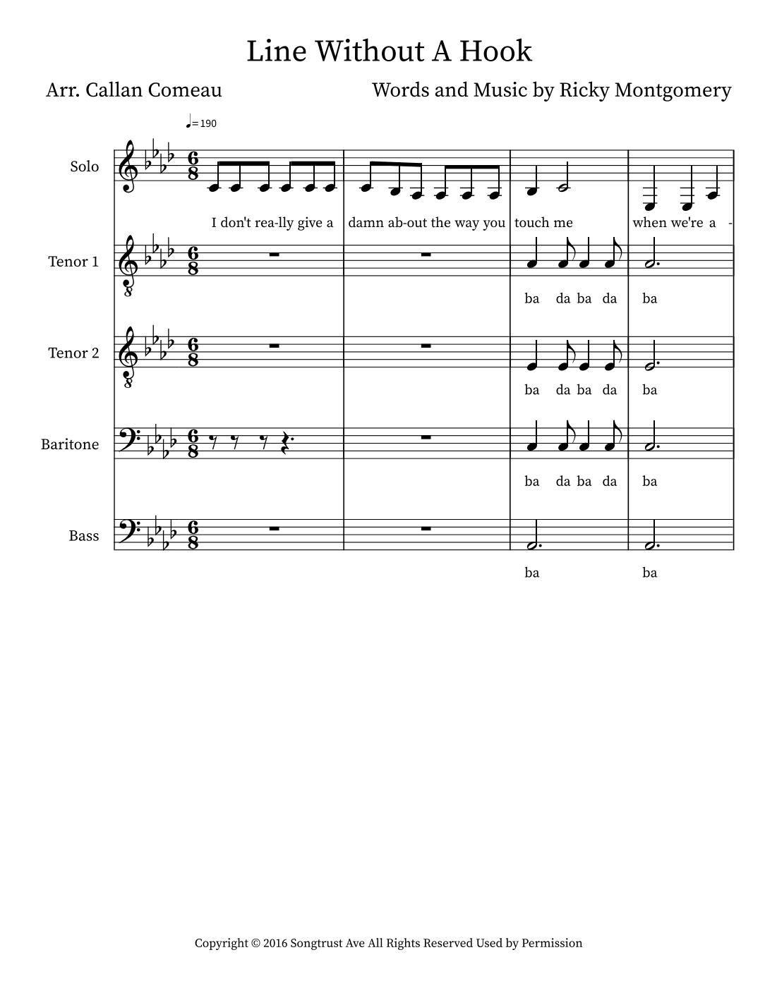 Line Without A Hook (arr. Callan Comeau)
