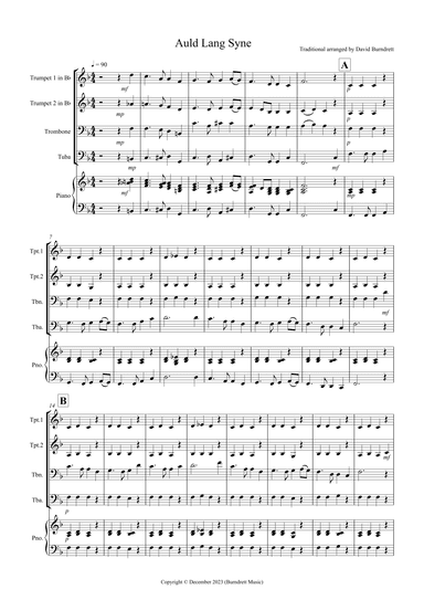 Auld Lang Syne for Brass Quartet (arr. David Burndrett)