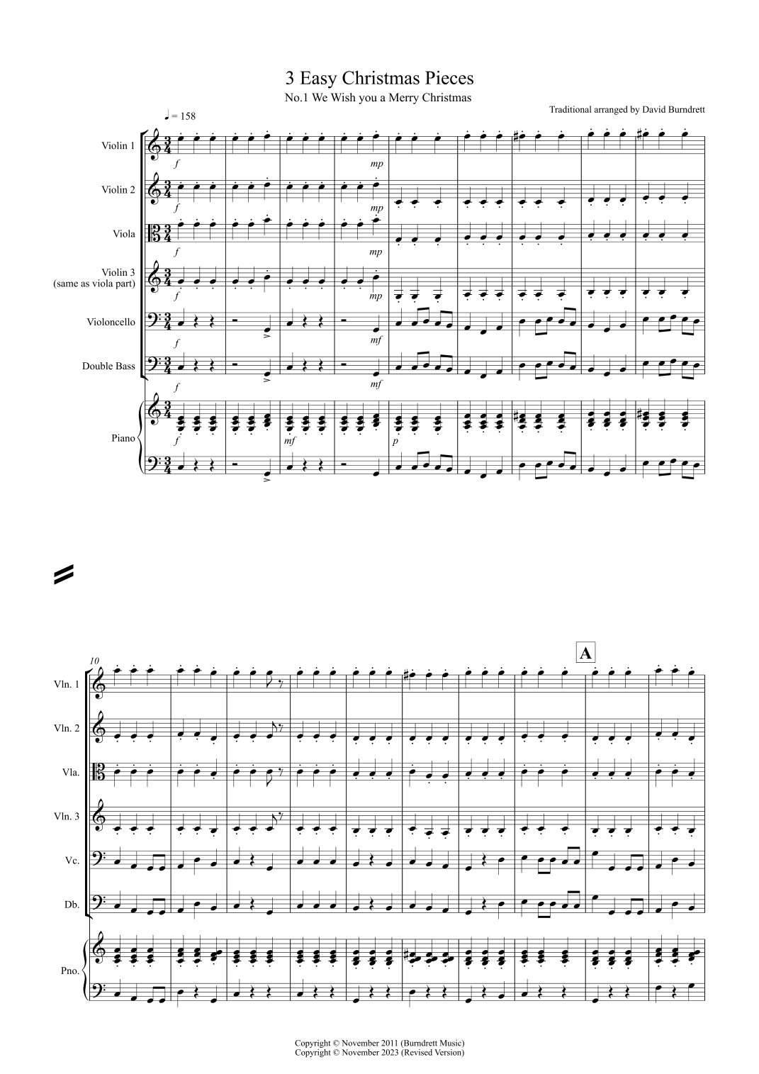 3 Easy Christmas Pieces for String Orchestra (arr. David Burndrett)