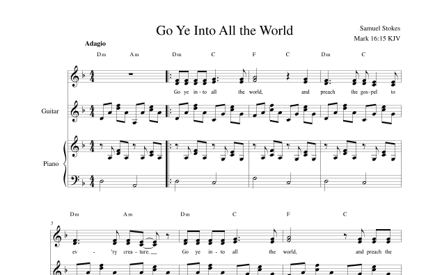 Go Ye Into All the World - 2-part choir with piano/guitar (or other accompaniment instruments)
