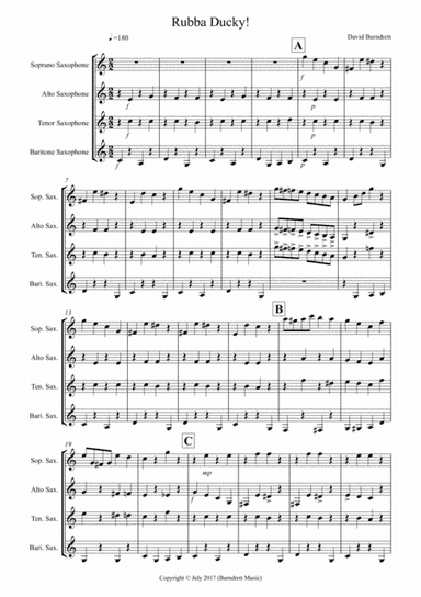 Rubba Ducky! for Saxophone Quartet