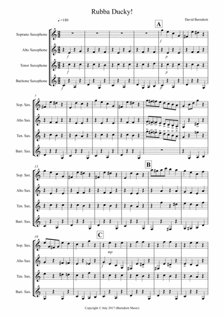 Rubba Ducky! for Saxophone Quartet