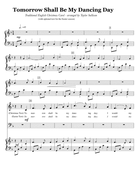 Tomorrow Shall Be My Dancing Day (arr. Taylor Sullivan)