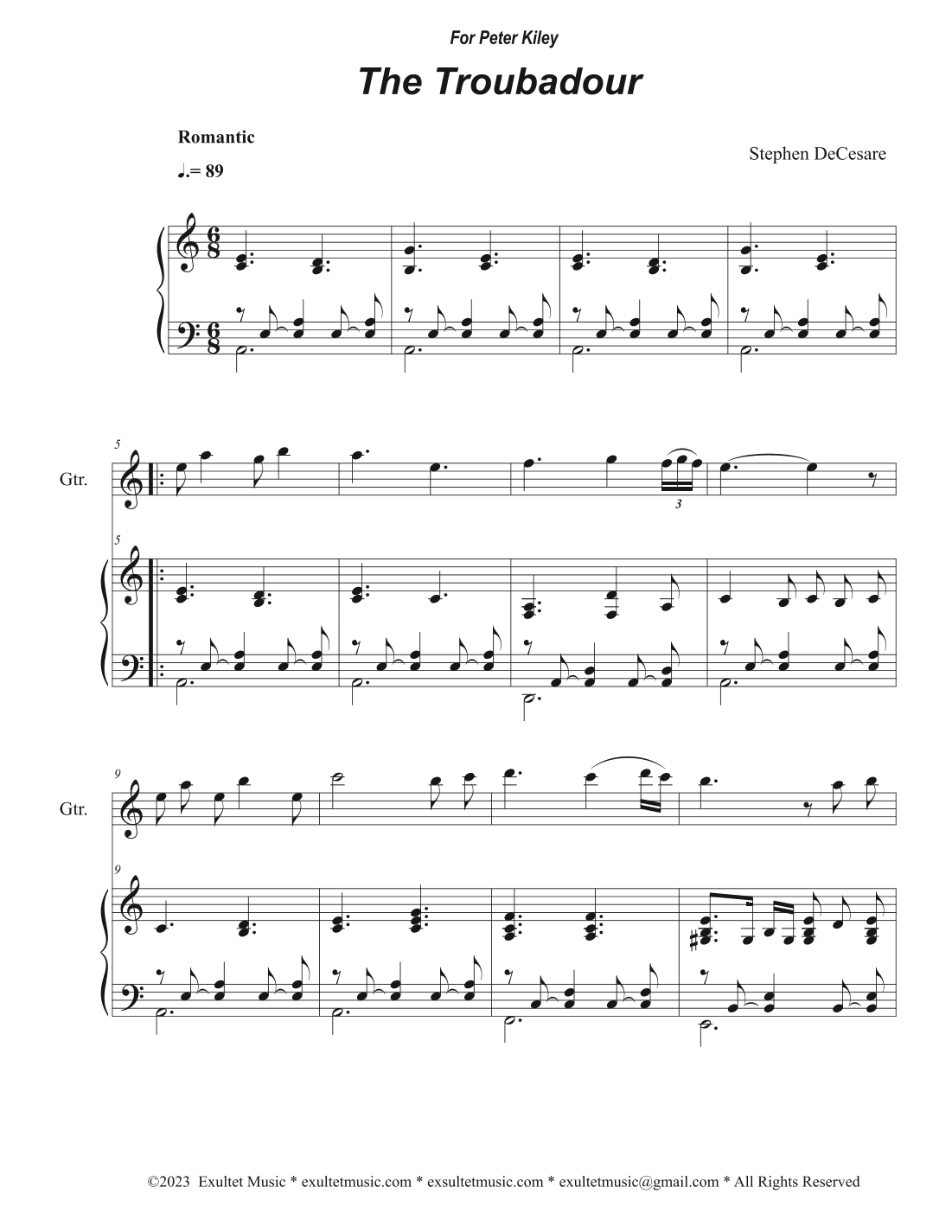 The Troubadour (Guitar solo and Piano)
