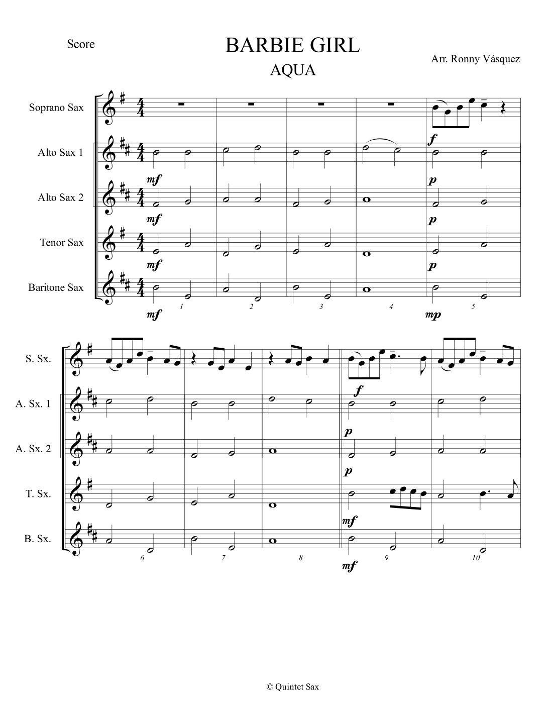 Barbie Girl (arr. RONNY EMERSON VASQUEZ BARRIENTOS)