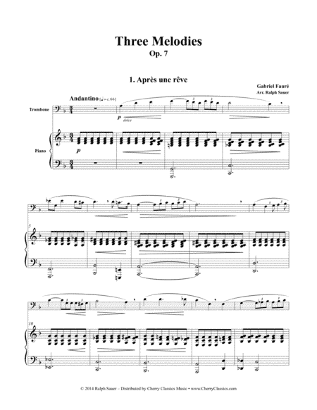 Three Melodies, Op. 7 for Trombone & Piano (arr. Ralph Sauer)