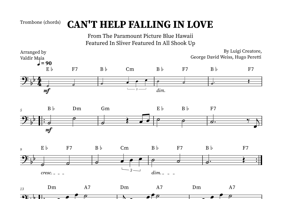 Can't Help Falling In Love (arr. Valdir Maia)