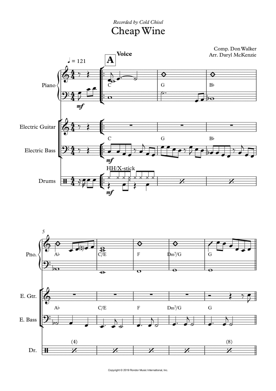 Cheap Wine (arr. Daryl McKenzie)