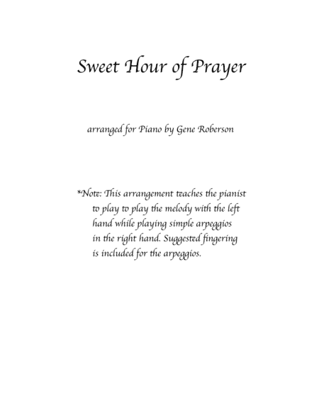 Sweet Hour of Prayer arranged for Piano (arr. Gene Roberson)