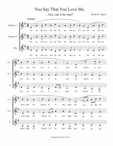 You Say That You Love Me (SSA A Cappella)