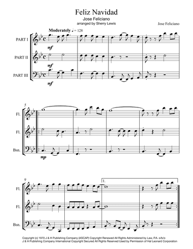 Feliz Navidad (arr. Sherry Lewis Publishing)